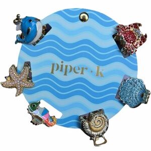 Piper K Coastal Ocean star fish Crab Shell Whale Seahorse rhinestone hair clips